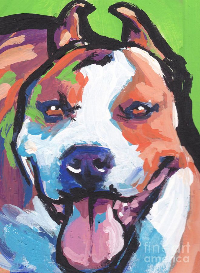 Am Staffy Happy Painting by Lea S