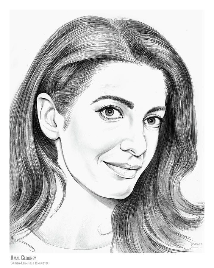 Amal Clooney Drawing by Greg Joens