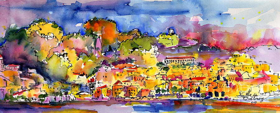 Amalfi Italy Coastline Travel Painting by Ginette Callaway