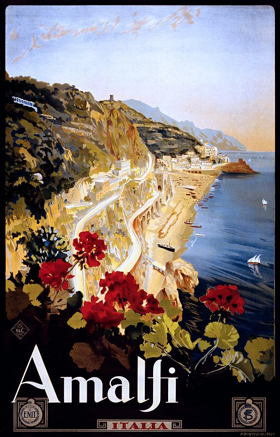 Amalfi Italy, travel poster for ENIT, ca. 1915 Painting by Vincent Monozlay