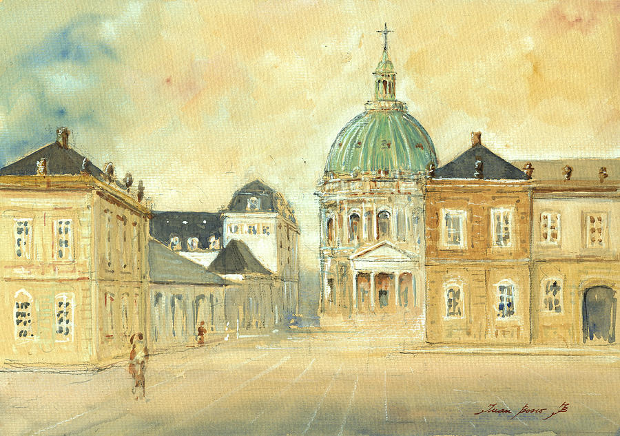 Copenhagen Painting - Amalienborg palace Copenhagen by Juan  Bosco