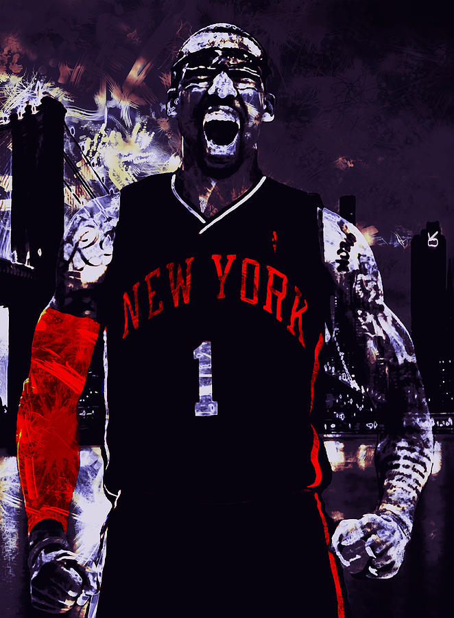 Amare Stoudemire  on Fire Mixed Media by Brian Reaves