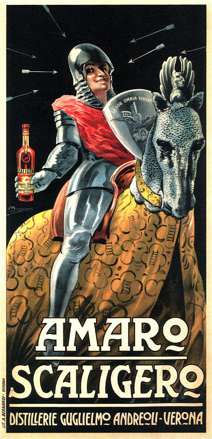 Amaro Scaligero - Vintage Liquor Advertising Poster Mixed Media