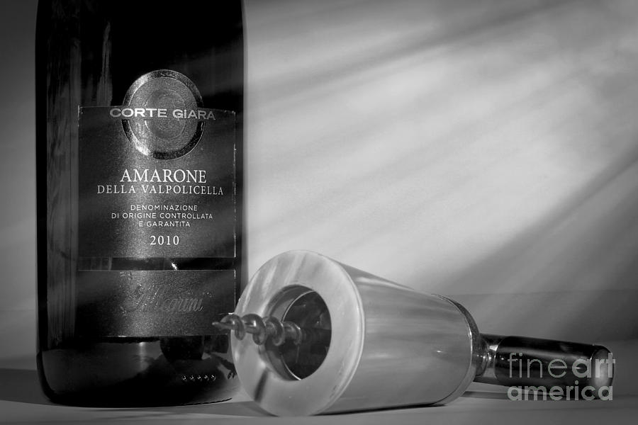 Amarone Wine and ivory corkscrew Photograph by Stefano Senise