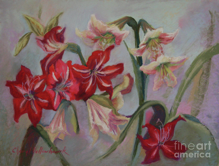 Nature Painting - Red And White Lilies by Cheryl Yellowhawk Nature Painting - Red And White Lilies by Cheryl Yellowhawk