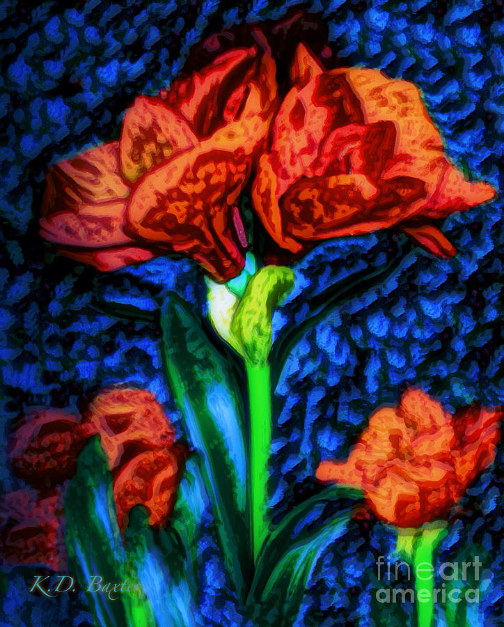 Amaryllis Van Gogh Style  Photograph by Kimberlee Baxter