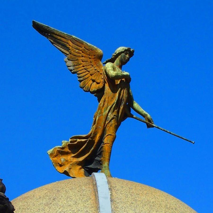 Travel Photograph - Amazing Angel Against The Bluest Sky In by Dante Harker