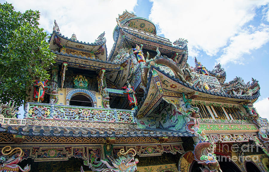 Amazing  Broken Glass Mosaic Pagoda Da Lat Vietnam  Photograph by Chuck Kuhn