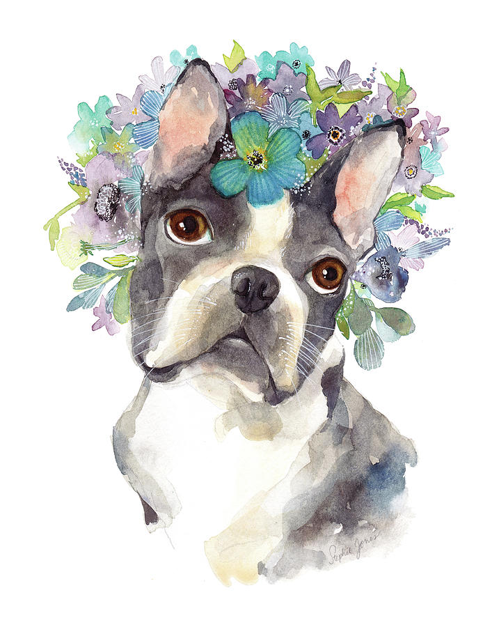 Boston Terrier Painting - Amazing Gracie by Stephie Jones