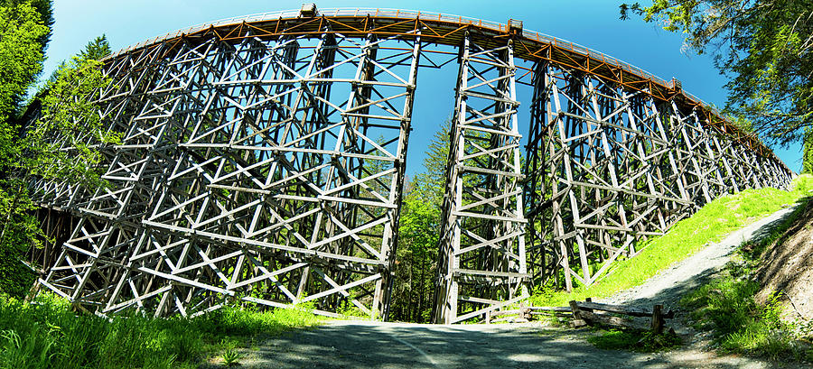 Bridge Photograph - Amazing Kinsol wooden trestle panorama view, Vancouver Island, BC, Canada. by Andrew Kim
