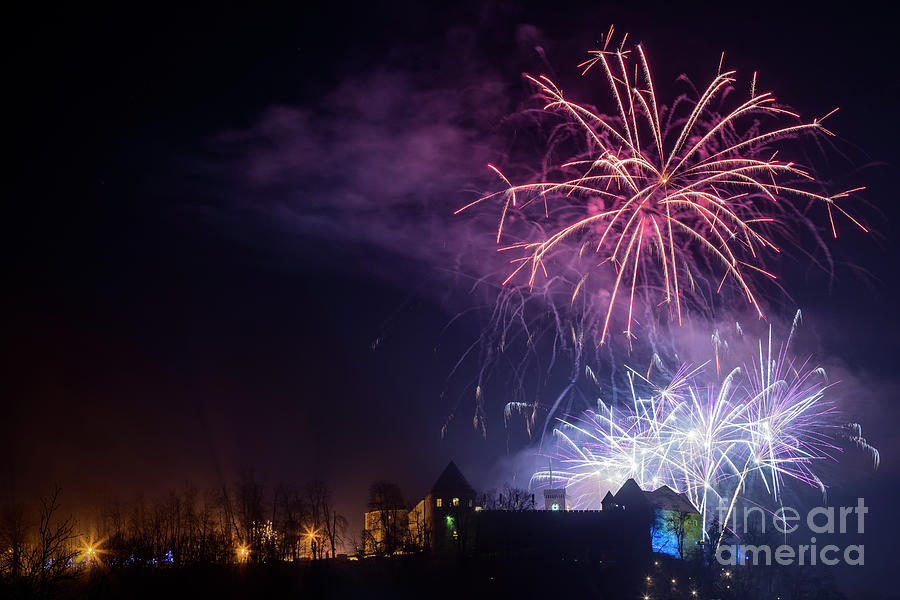 Amazing New Year Fireworks In Lujbljana, 2017 Photograph