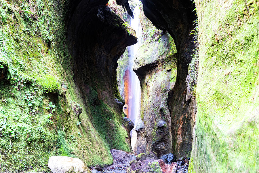 Nature Photograph - Amazing Vancouver Island Series - Sombrio Cave waterfall  outside  view 1. by Andrew Kim