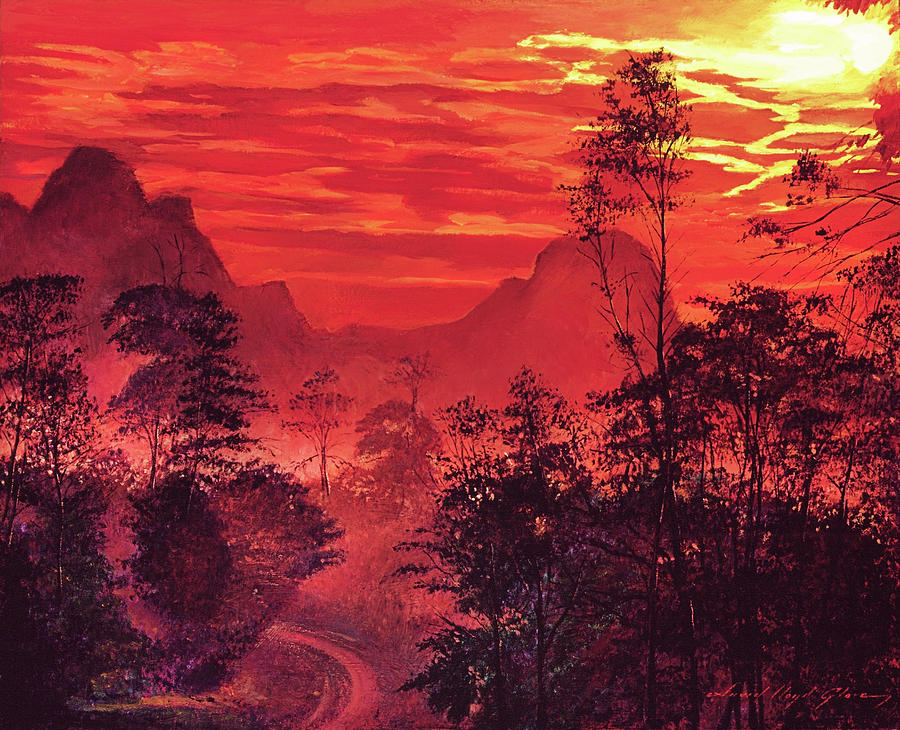  Amazon Sunset Painting by David Lloyd Glover
