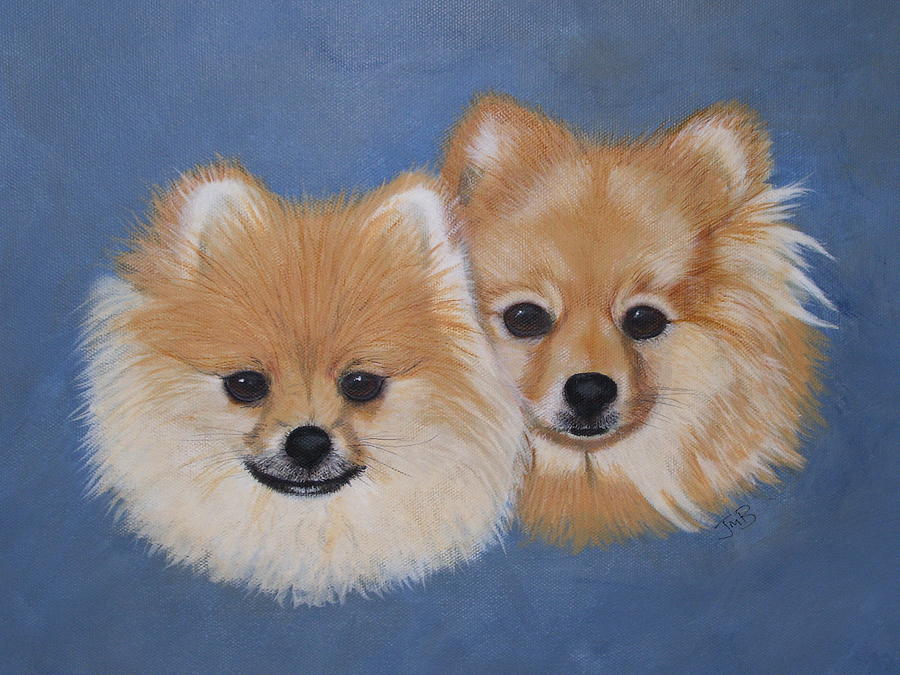 Dog Painting - Amber and Sandy by Janice M Booth