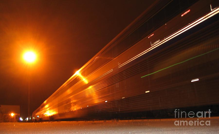 Amber Night Train Photograph