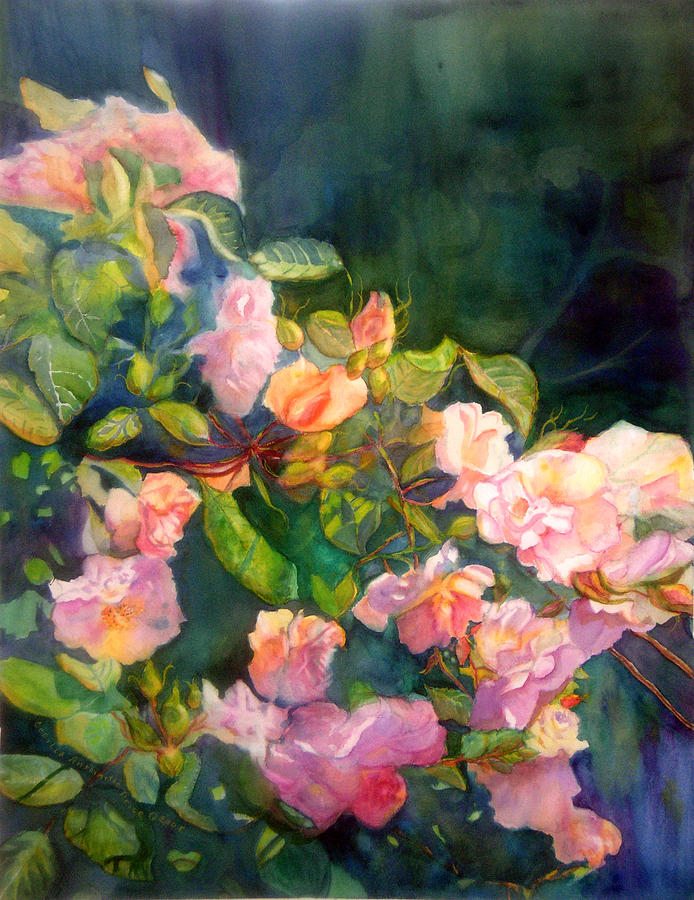 Rose Painting - Ambitious Rose Garden by Cecilia Price