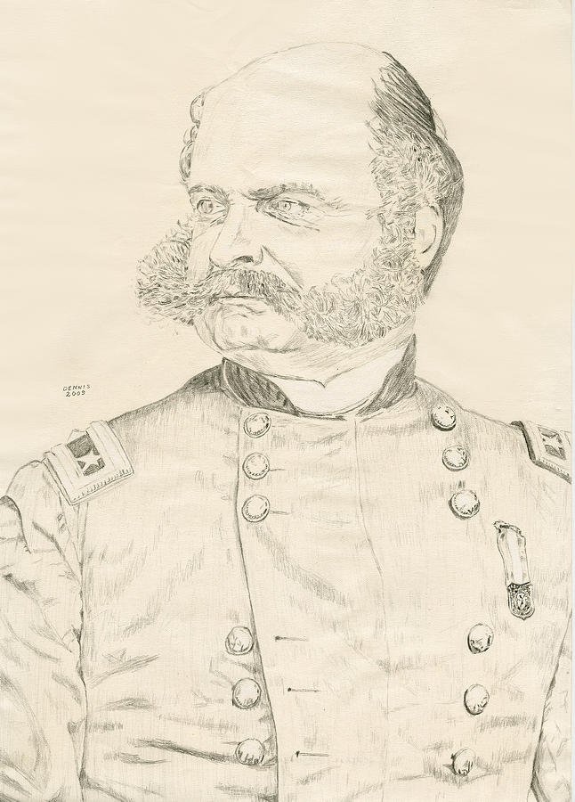 Civil War Drawing - Ambrose E Burnside by Dennis Larson