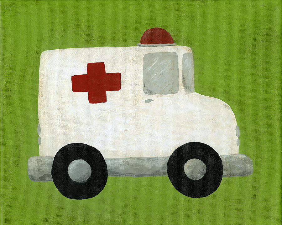 Ambulance Painting - Ambulance Nursery Art by Katie Carlsruh