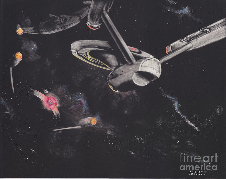 Star Trek Drawing - AMBUSH in the Neutral Zone by Matthew Jarrett