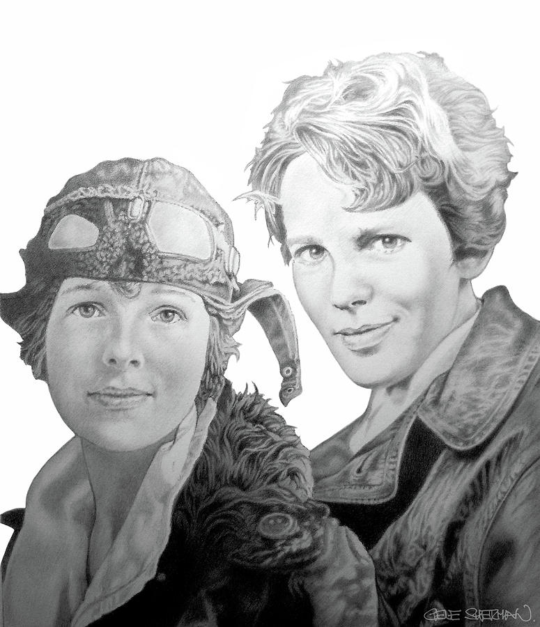 Amelia Earhart 2 Drawing by Gene Sherman