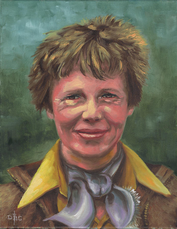 Amelia Earhart Painting by David Bader