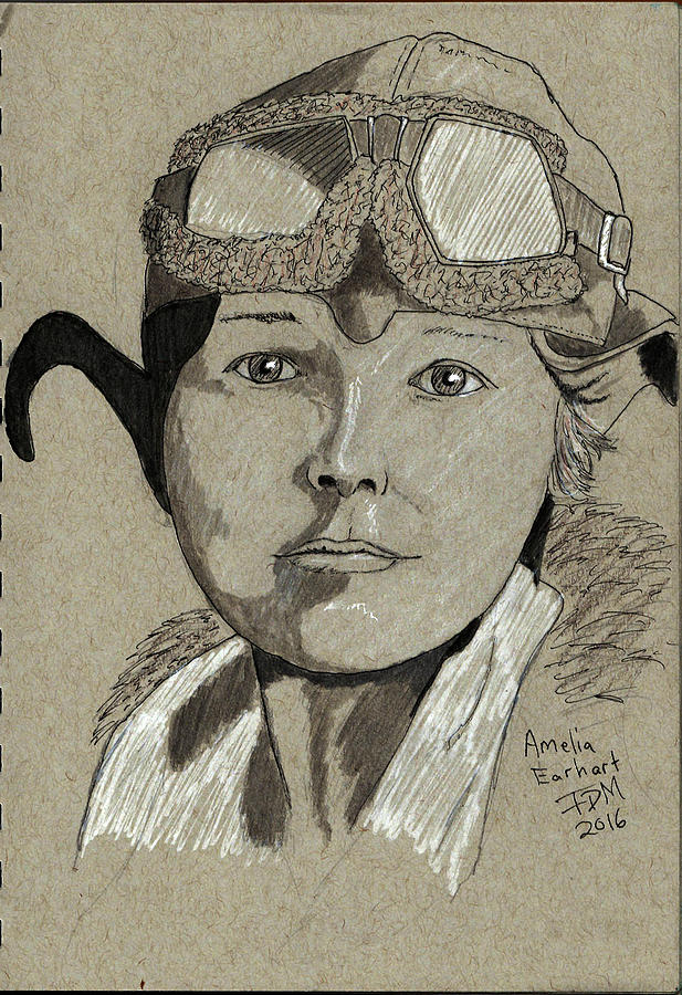 Amelia Earhart Drawing by Frank Middleton Pixels