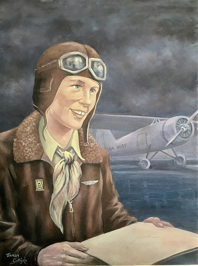 Portrait Painting - Amelia Earhart by James Culligan