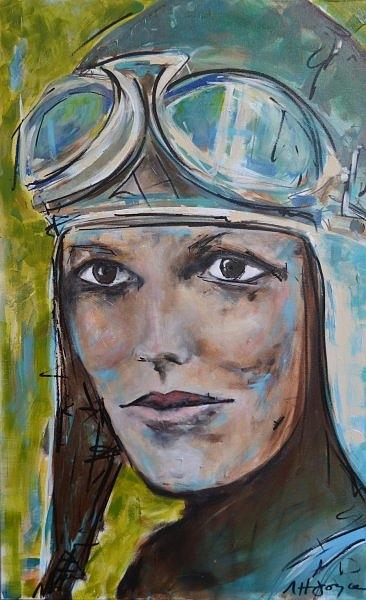 Amelia Earhart Painting - Amelia Earhart by Nancy Hilliard Joyce