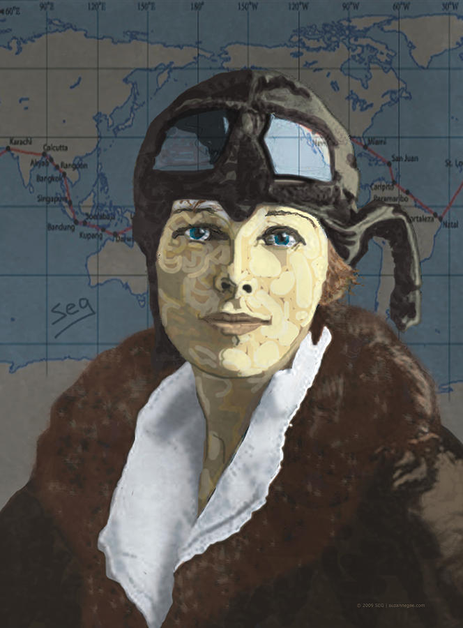 Portrait Painting - Amelia Earhart by Suzanne Gee