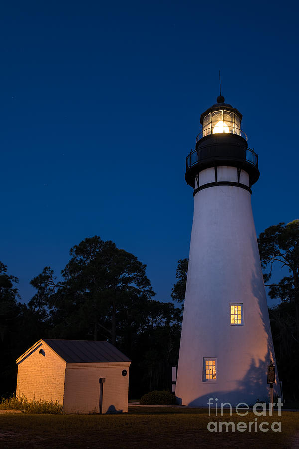 Amelia Island Lighthouse at Blue Hour-Fernandina Beach Florida Photograph by Dawna Moore Photography