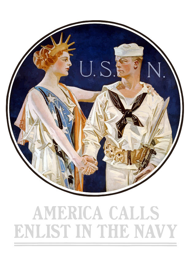 America Calls Enlist In The Navy Painting by War Is Hell Store