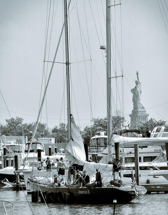 Statue Of Liberty Photograph - America II and the Statue of Liberty by Sandy Taylor