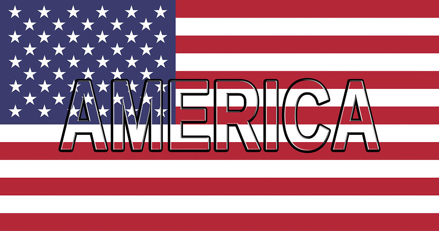 America on American Flag Digital Art by Roy Pedersen
