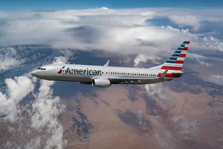 American Airlines Boeing 737-800 Mixed Media by Erik Simonsen