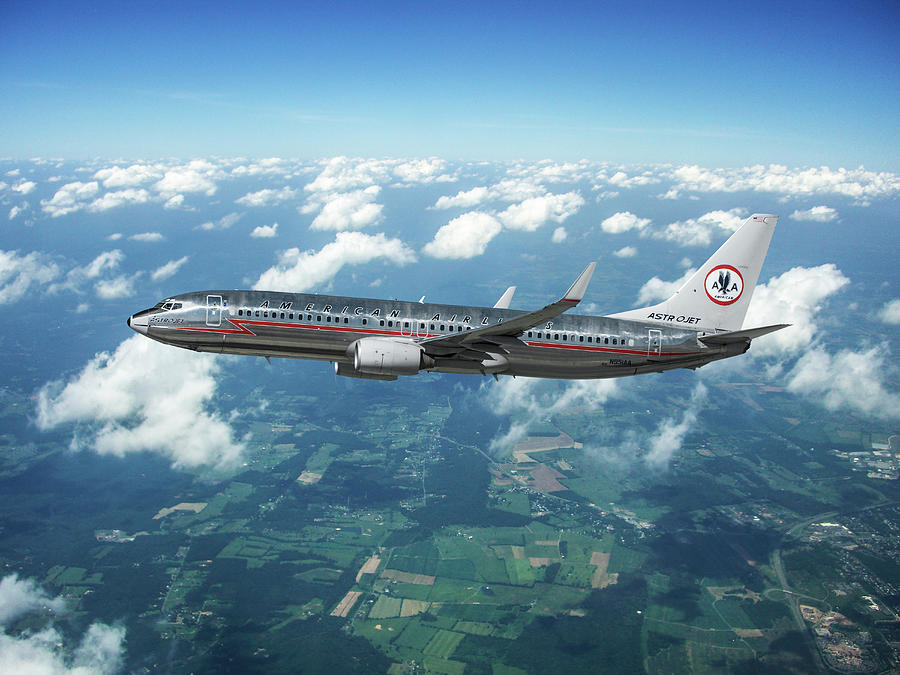 American Airlines Retro Livery Mixed Media by Erik Simonsen