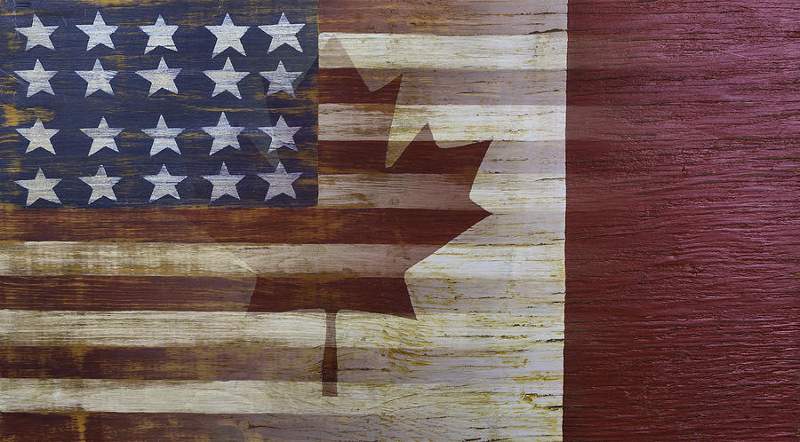 American And Canadian Flag Photograph by Garry Gay