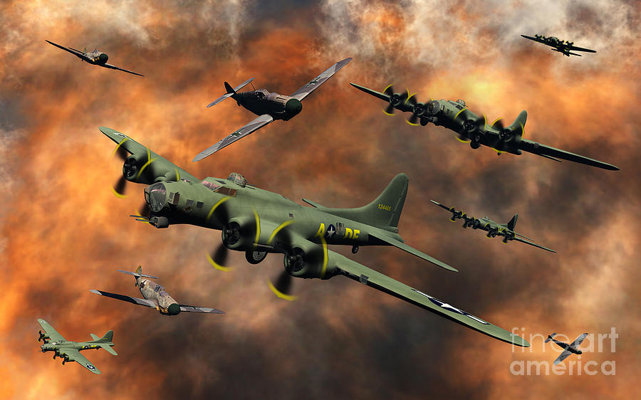 American And German Aircraft Battle Digital Art by Mark Stevenson