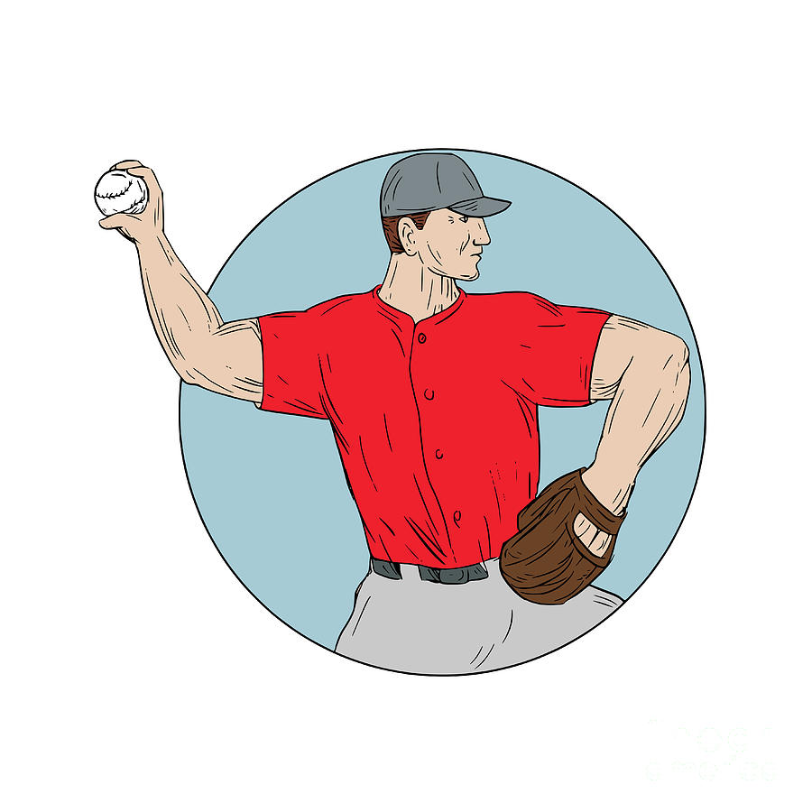 Baseball Pitcher Cartoon Digital Art by Aloysius Patrimonio - Pixels