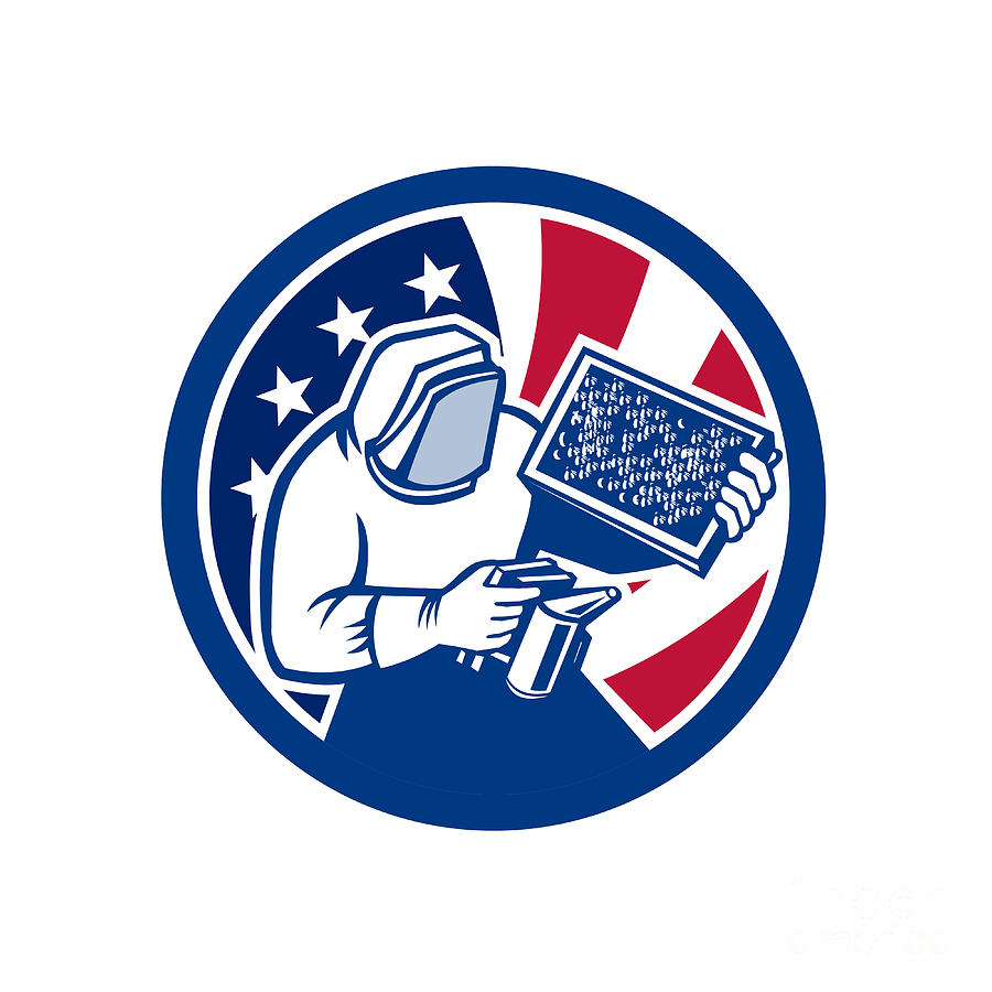 American Beekeeper Usa Flag Icon Digital Art