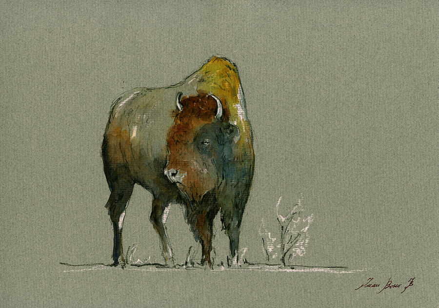 American Buffalo Painting - American buffalo by Juan  Bosco