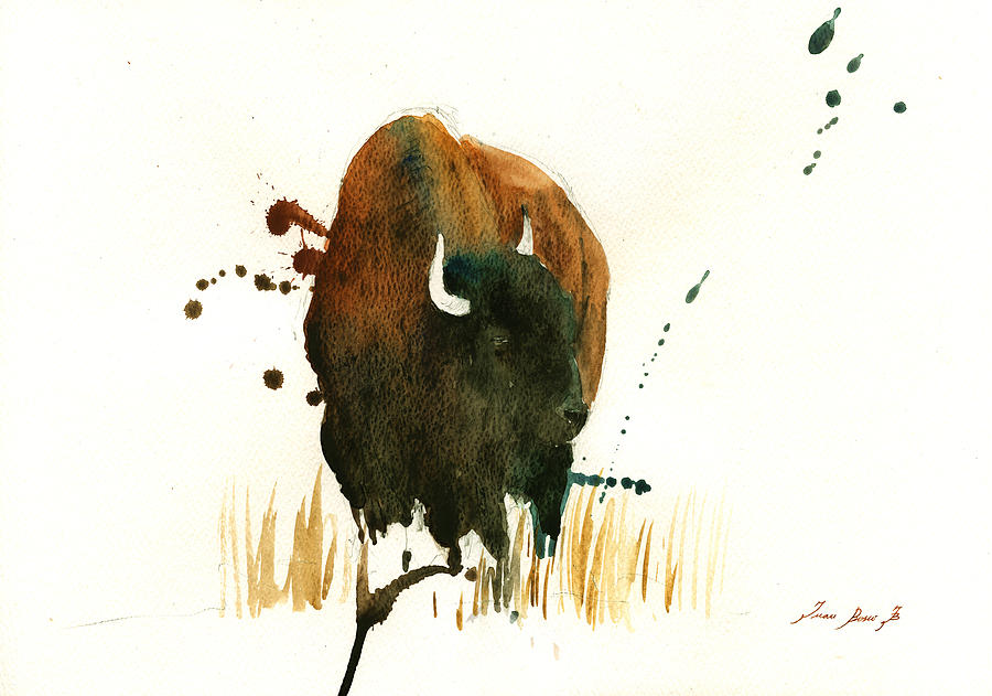 Buffalo Painting - American Buffalo painting by Juan  Bosco