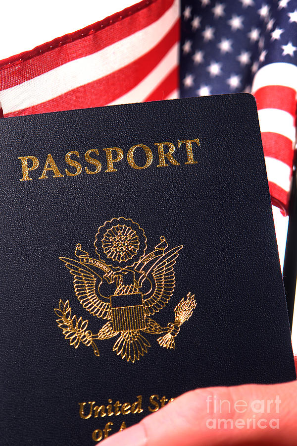 American Citizenship Passport and US Flag Photograph by Olivier Le Queinec