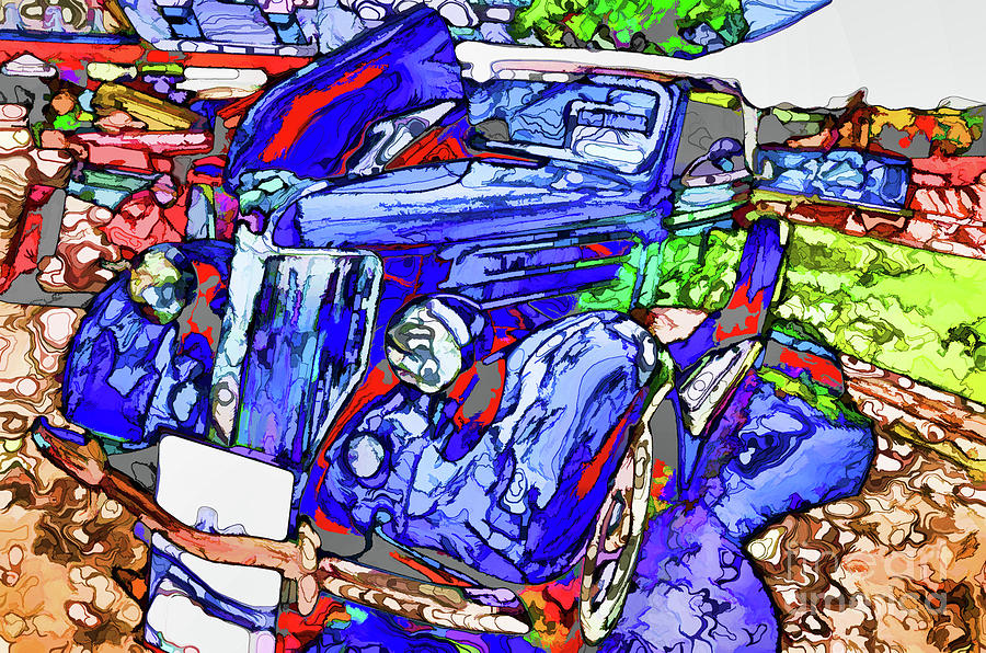 American classic car 5 Painting by Jeelan Clark