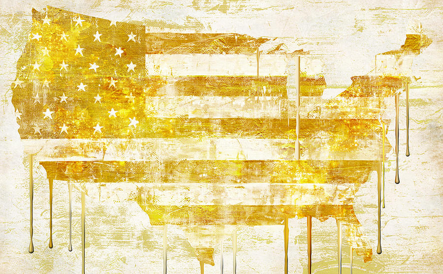Usa Painting - American Flag Map by Mindy Sommers