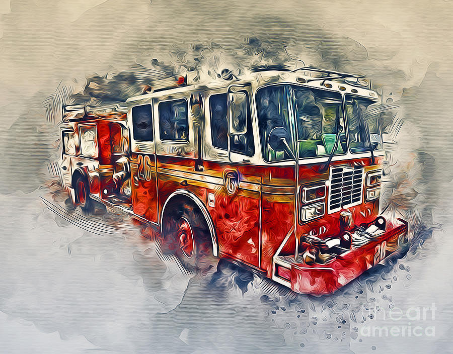 Transportation Photograph - American Fire Truck by Ian Mitchell