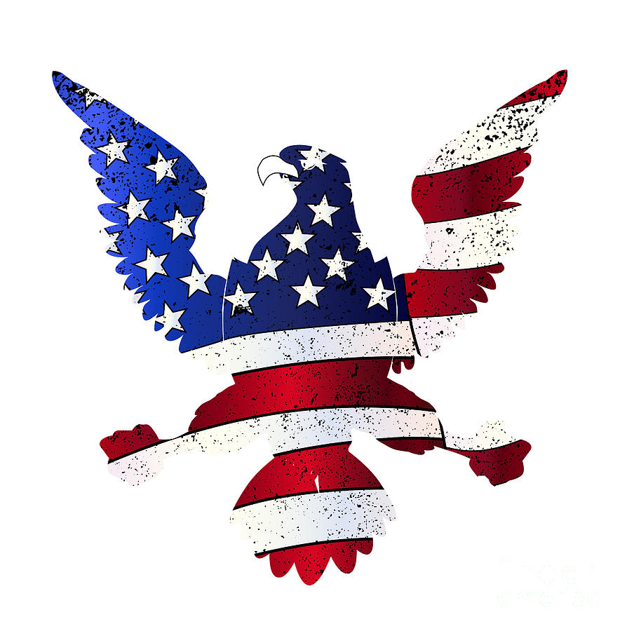 Eagle Digital Art - American Flag And Eagle by Bigalbaloo Stock