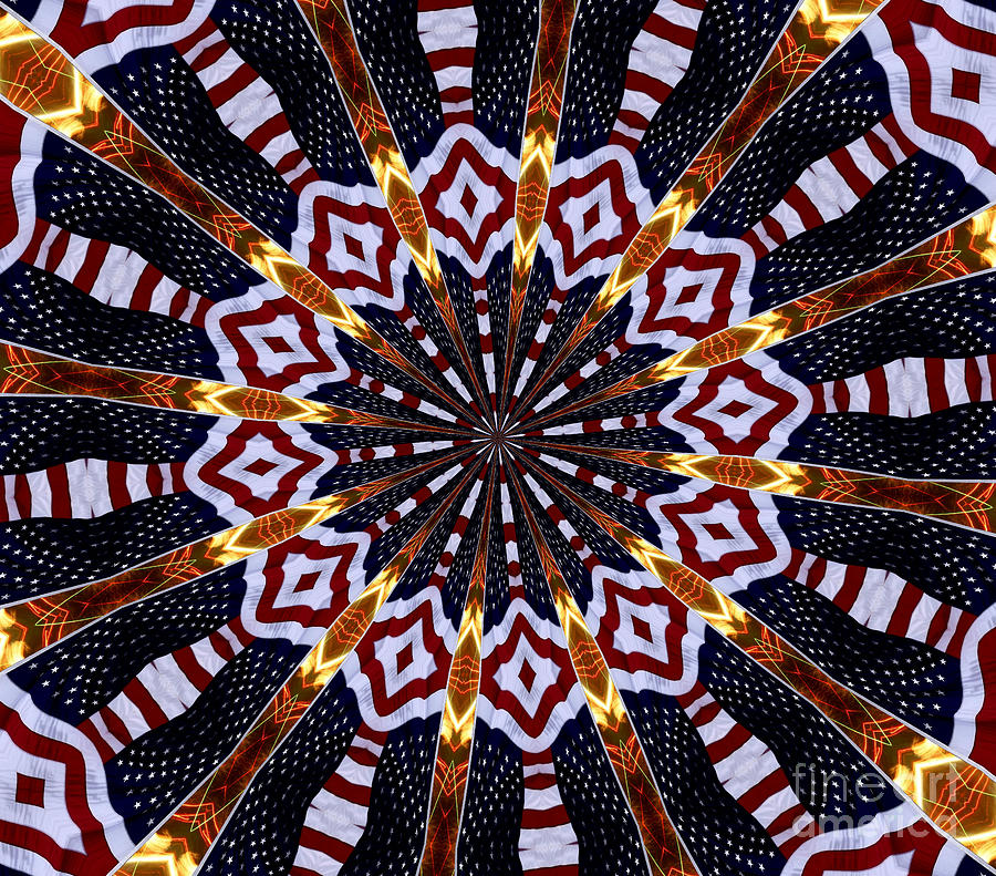 American Flag and Fireworks Kaleidoscope Abstract 2 Photograph by Rose Santuci-Sofranko