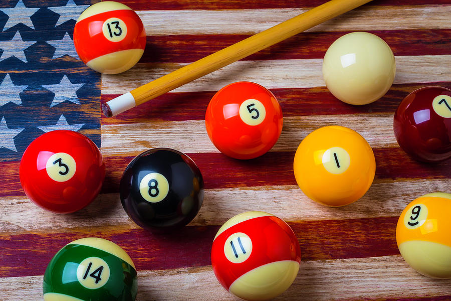 Ball Photograph - American Flag And Pool Balls by Garry Gay