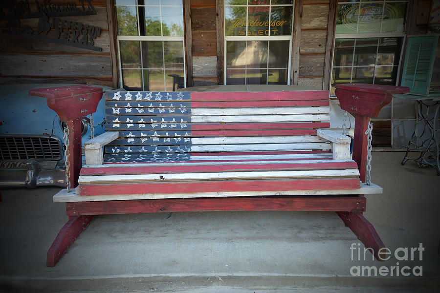 American Flag Bench Photograph