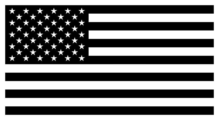 American Flag - Black And White Version Digital Art